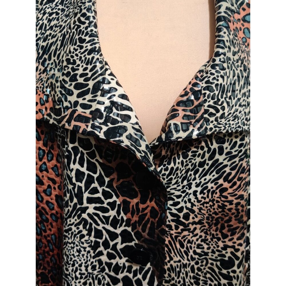 Vintage Simonton Says XL Y2K Glossy Textured Animal Print Statement Jacket Glam - Picture 11 of 12